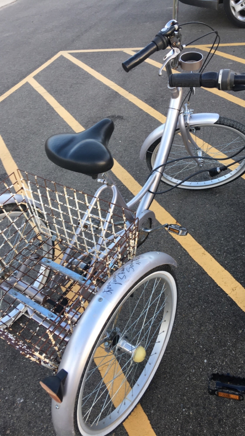 The 3-wheeled bike donated by Sheila Schafer that Sara rode around on in Medora