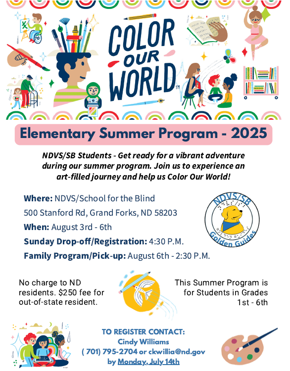 flyer for elementary summer program, for grades 1-6, August 3-6