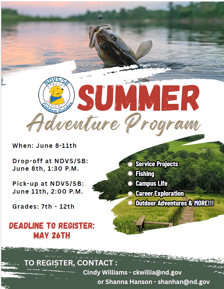 flyer for teen summer program - June 8-11, service projects, fishing, campus life, career exploration, outdoor adventures and more. 