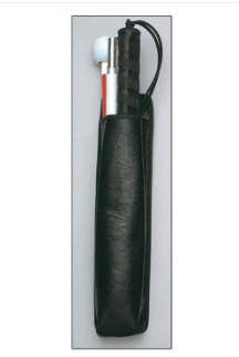 Black Leather Cane Pouch with belt hook on the back