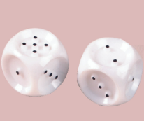 Tactile Dice Set, regular size set of dice, area for dots is indented and dots are raised