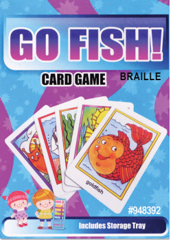 Braille Go Fish Game, cards with large color pictures and braille