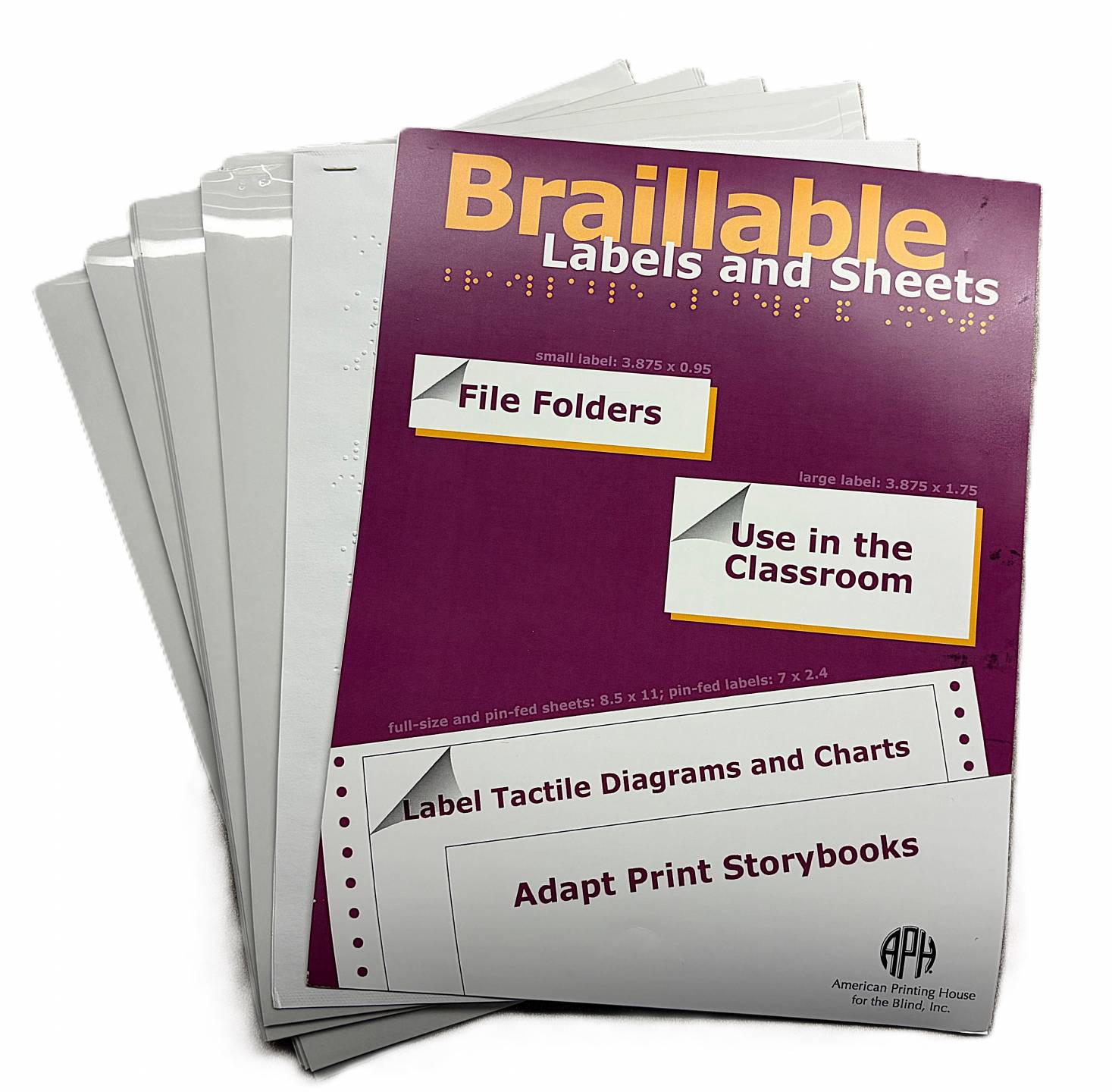 Full 8.5 inches by 11 inches braillable sheet, package of 15 sheets
