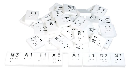 Scrabble tiles with braille