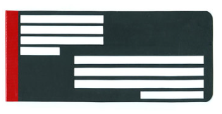 Business Envelope Guide, plastic guide that folds over a thick cardboard back for sturdy writing, 4 slots in the top left corner for the "from" address, 4 slots in the bottom right corner for the "to" address