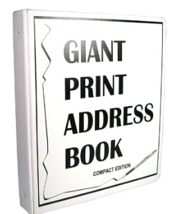 Compact Large Print 3-Ring Address Book, address sheets in a 3-ring binder, 7 inch by 9 inch