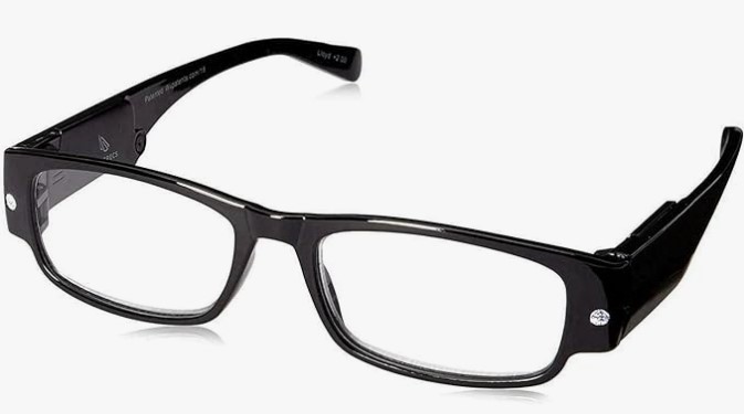 Reading glasses with small lights on each side