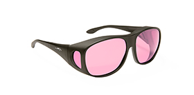 FL-41 Eyewear, black plastic frame with rose colored lenses