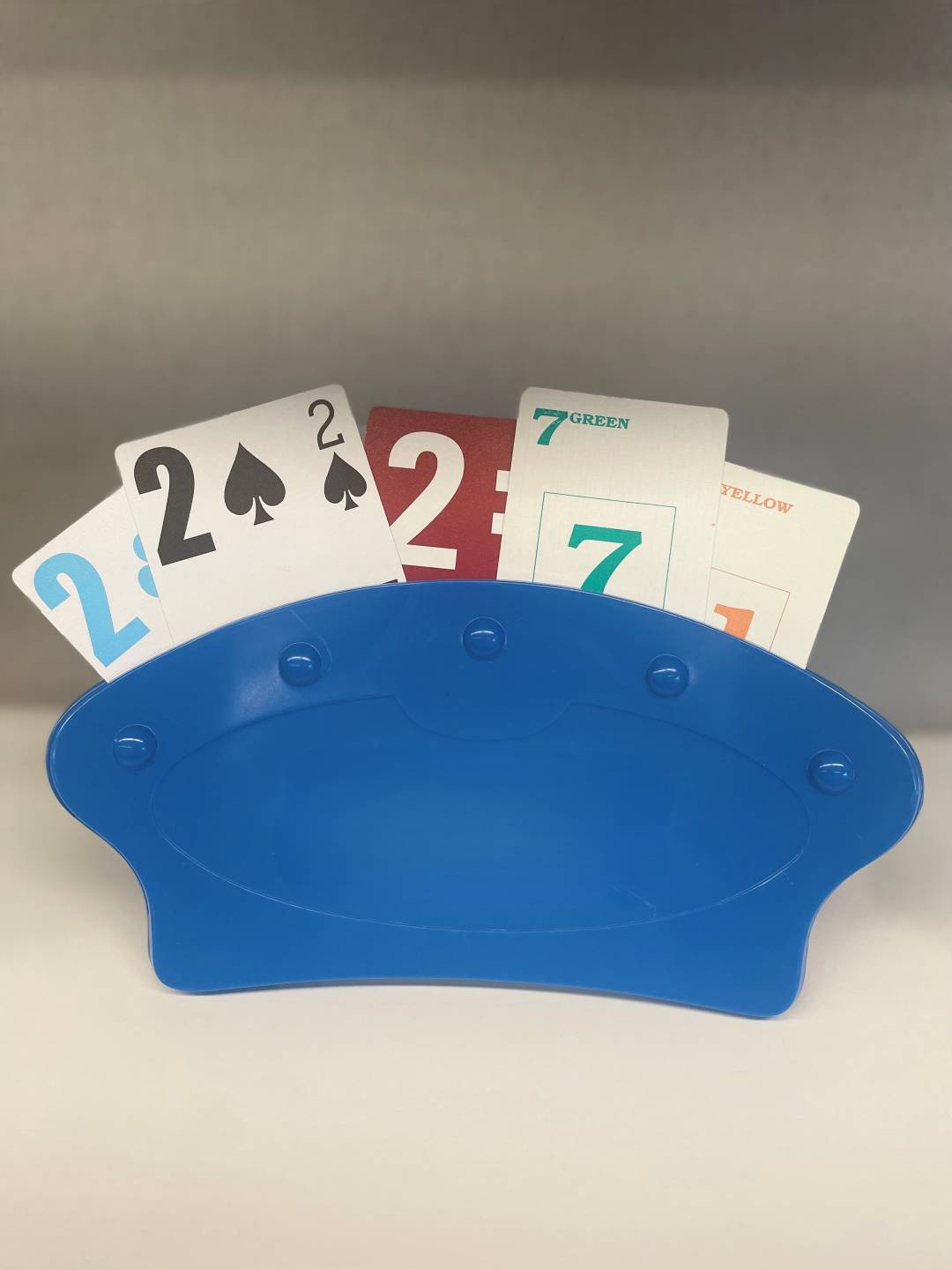 Fanned Table-Top Card Holder, plastic fan shaped card holder with back legs for support