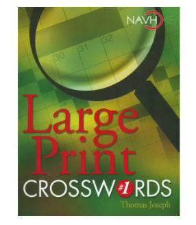 Large Print Crossword Book, spiral bound with 125 large print puzzles and solutions