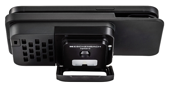 Electronic reader that connects to an iPhone and enlarges screens via an app