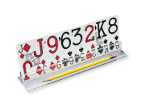 15 inch Playing Card Holder, clear plastic card holder lays flat on surface with slot to hold cards