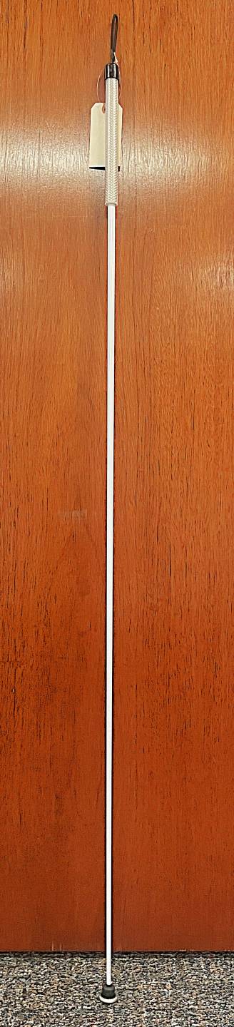 all white rigid cane with white handle and flat ceramic tip