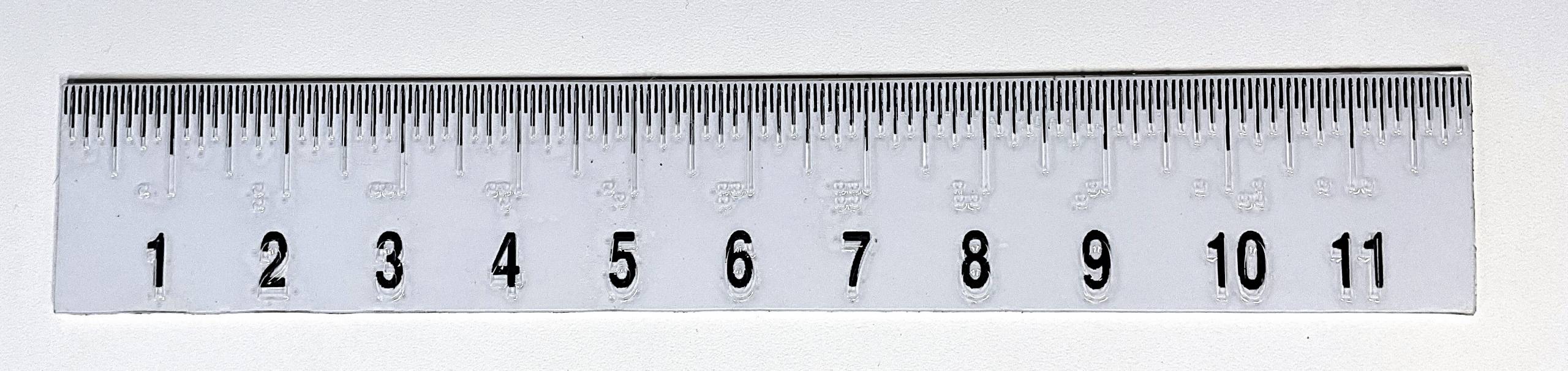 12 inch ruler with raised lines and numbers, also large print