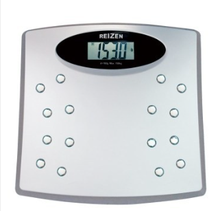 Talking Bathroom Scale, square scale with large digital display, bumps on the surface for tactile location of feet