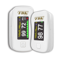 Talking Pusel Oximeter, small rectangle that hinges open to hold finger for reading, large digital display and one on/off button on the front