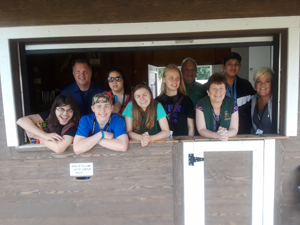 Shanna poses with students and other staff in Medora.